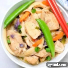 Chicken Lo Mein Instant Pot, presented in a recipe card format