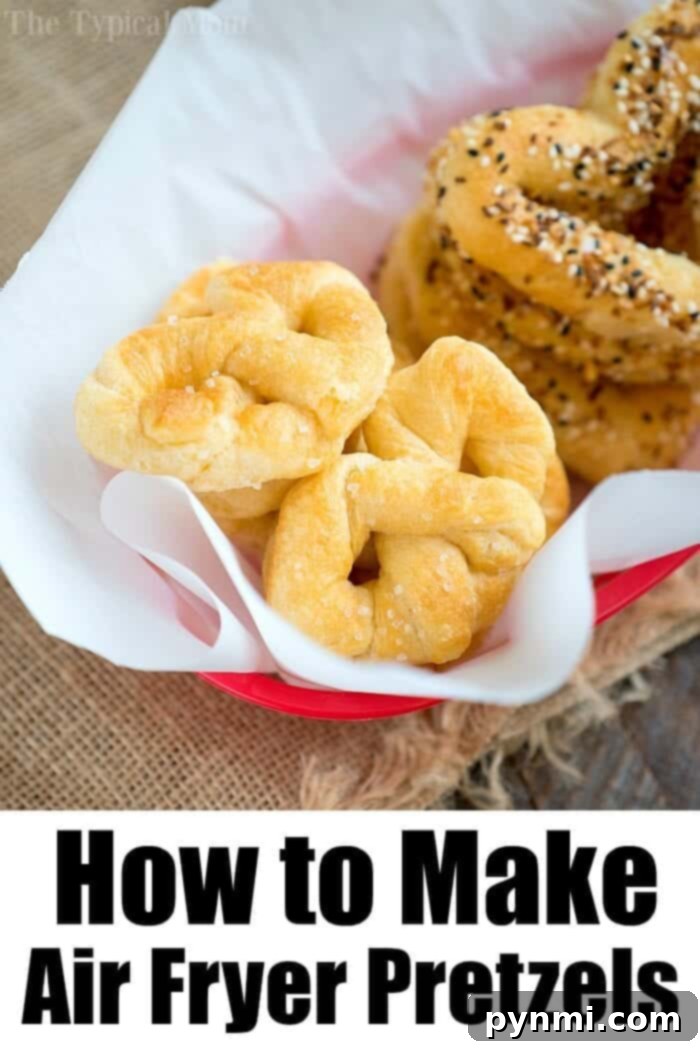 A plate full of air fryer pretzel bites, perfectly salted and ready to be served.