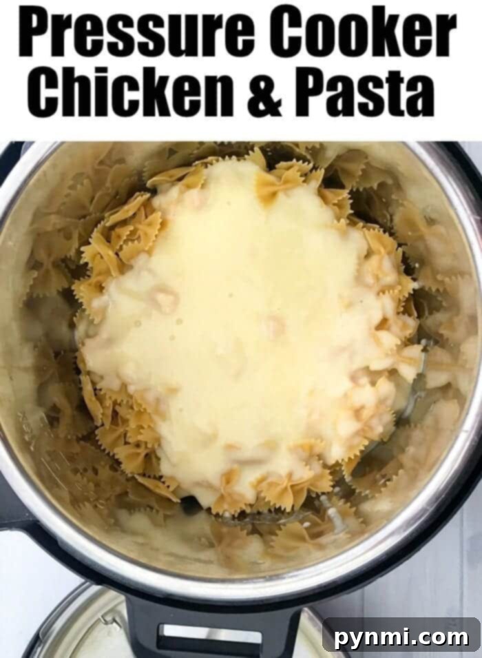 A beautifully presented Instant Pot Chicken Pasta recipe, highlighting the rich, creamy texture and vibrant ingredients.