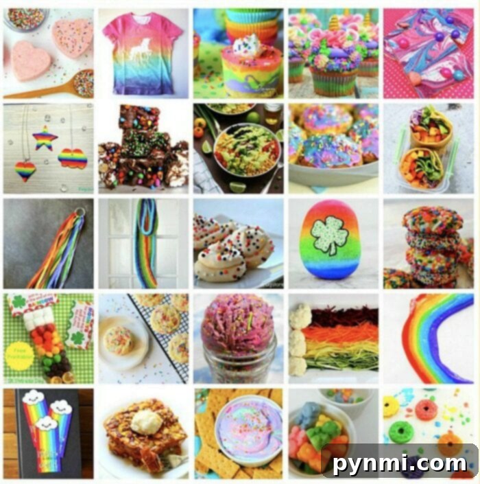 Children engaged in various rainbow crafts, including painting and assembling colorful creations, showcasing fun party activities.