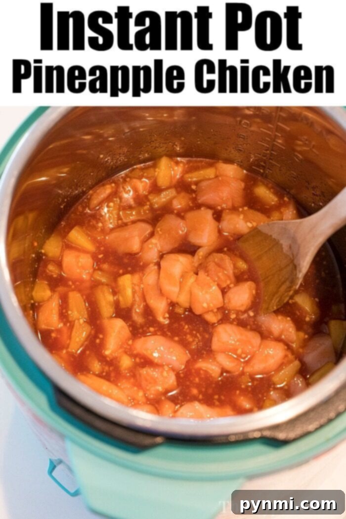 Instant Pot Hawaiian chicken is pineapple sweet with a bit of a kick. Served on top of rice or by itself it's one of our favorite pressure cooker dinners! #instantpotrecipes #instantpot #chicken #pineapple #hawaiian #sweet #thetypicalmom #ninjafoodirecipes instant pot pineapple chicken