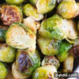 Air fried Brussels sprouts ready to be enjoyed.
