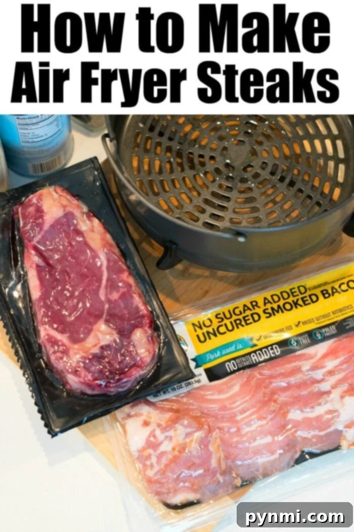 Beautifully cooked air fryer steak, showcasing a perfect sear and juicy interior.