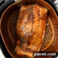 Air fryer salmon turns out perfectly cooked and delicious.