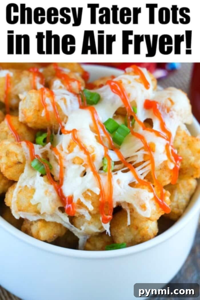 Cheesy tater tots in a bowl with a fork