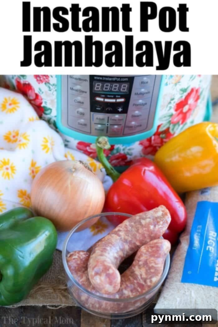 Sliced raw sausage and colorful bell peppers ready to be cooked for a delicious pressure cooker jambalaya