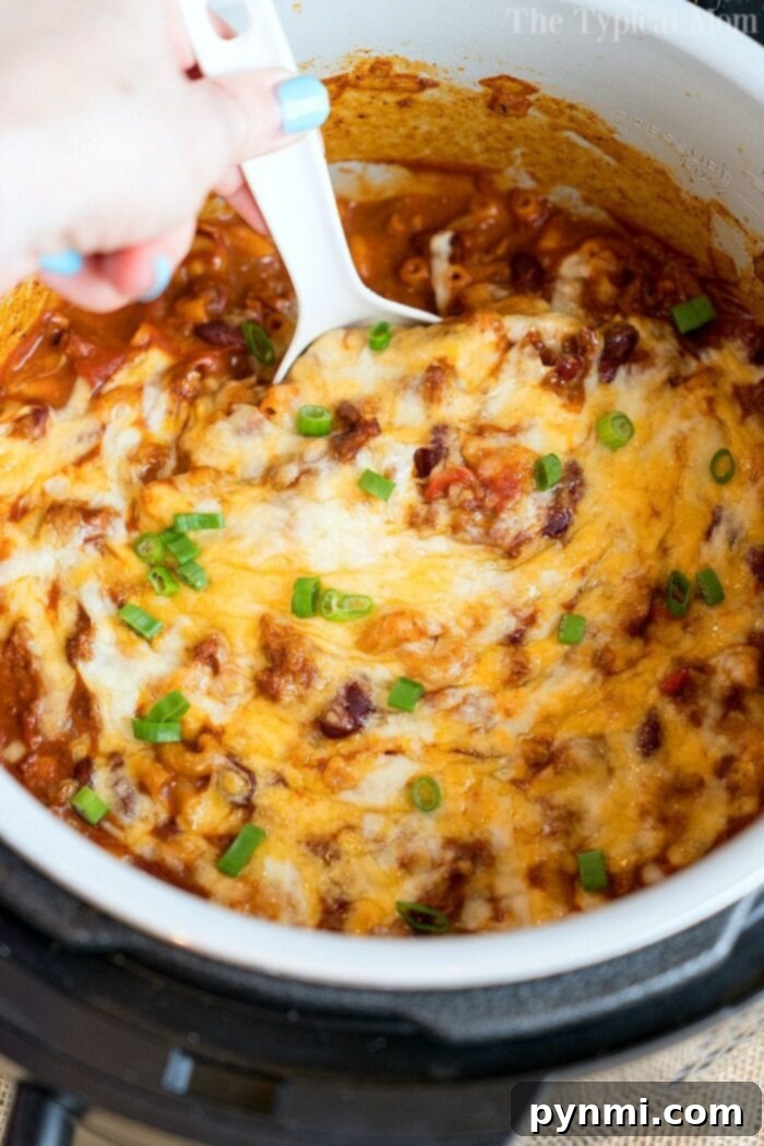 pressure cooker cheesy chili mac 2