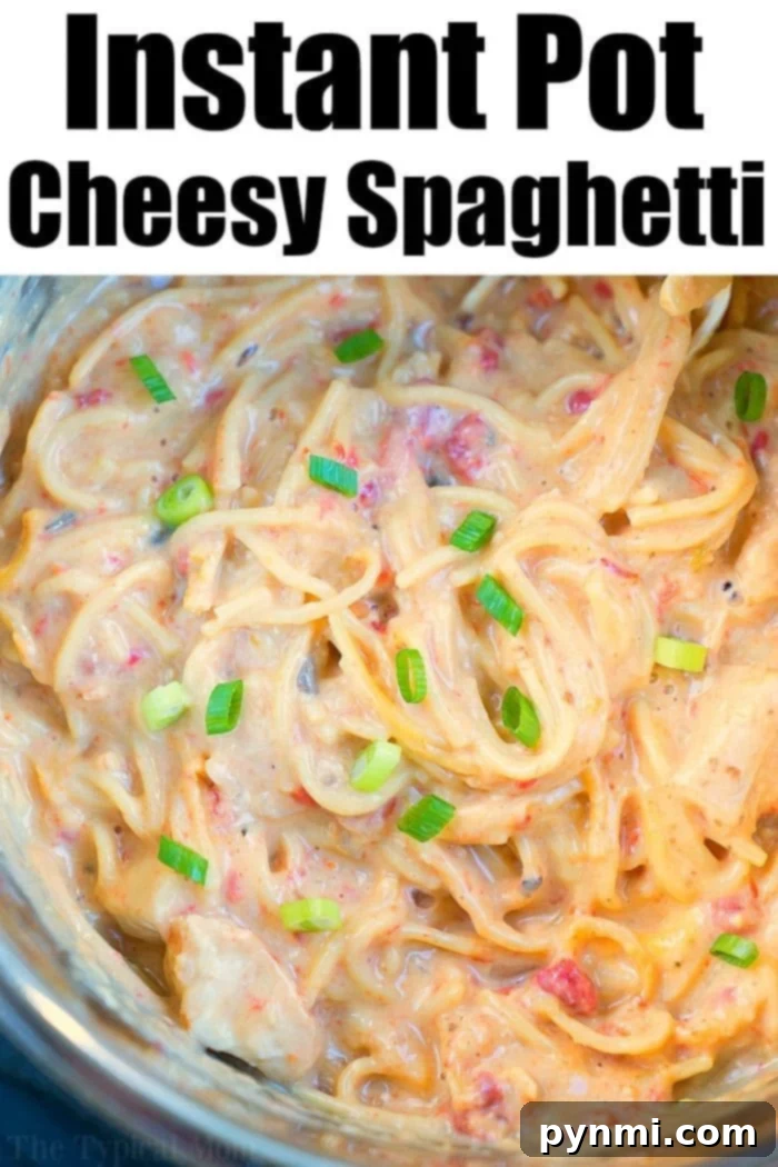 Pressure Cooker Cheesy Chicken Spaghetti
