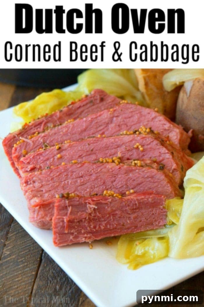 4 cooking corned beef and cabbage methods for your perfect St. Patricks Day dinner! Tender Crockpot, Instant Pot, or dutch oven corned beef every time. #cornedbeefandcabbage #cornedbeef #crockpot #instantpot #ninjafoodi #pressurecooker dutch oven corned beef and cabbage 3