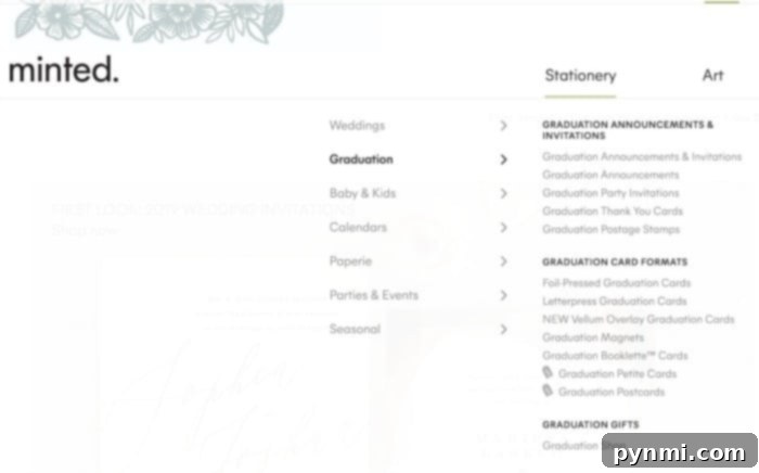 A close-up shot of stunning Minted graduation announcements, highlighting their quality and customizable designs.