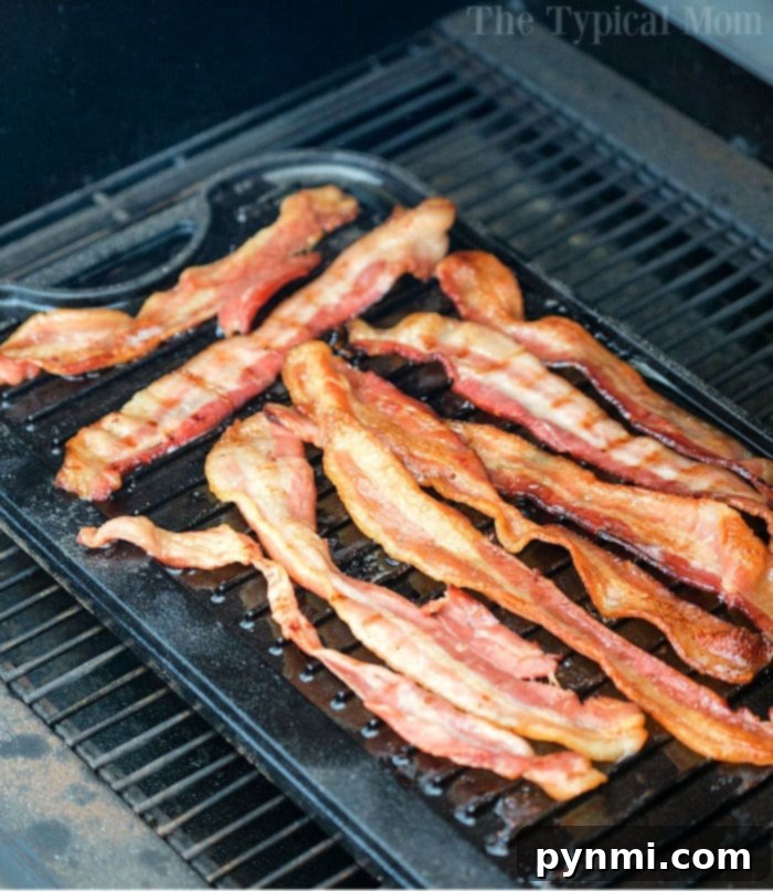traeger bacon cooking on the smoker