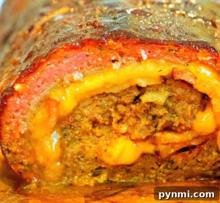 A close-up of the delicious exterior of a smoked meatloaf, with a perfectly caramelized crust. The smoky aroma is almost palpable, inviting you to try this ultimate comfort food recipe cooked on a Traeger or pellet smoker.