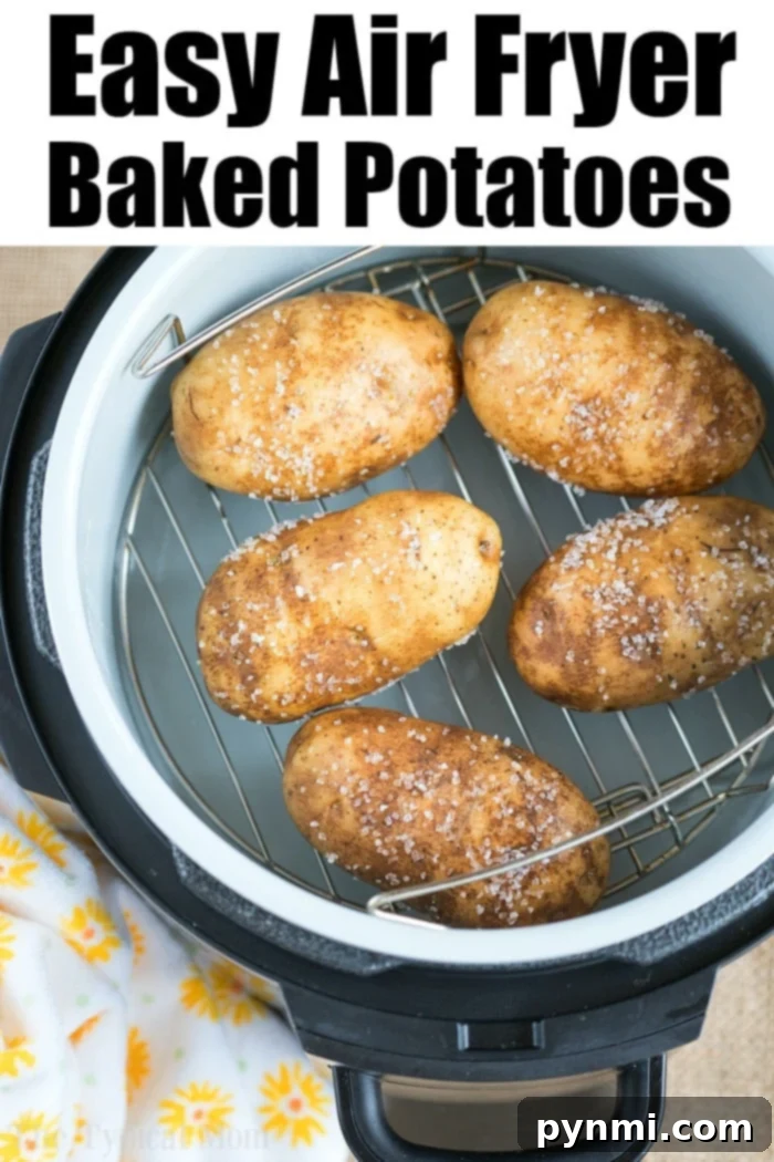 Air Fryer Baked Potatoes stuffed with delicious toppings