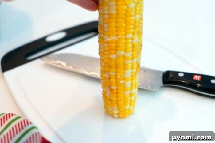 Perfect Smoked Corn in its Husk 3 how to remove corn kernels from cob