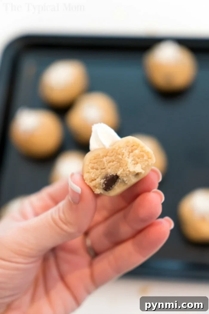 Delicious edible cookie dough balls, egg-free and dairy-free, ready to eat without baking.