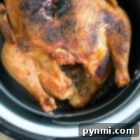 Roasted chicken in an pot, boasting crispy, golden-brown skin—a perfect ninja foodi chicken recipe.
