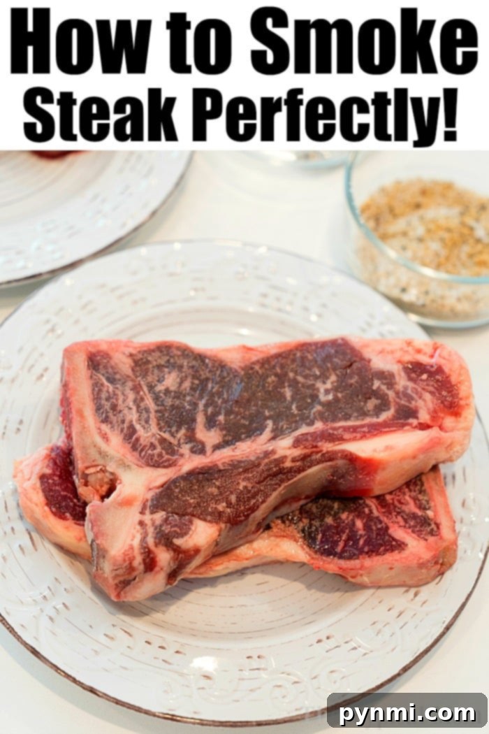 How to smoke a t bone steak so it's medium or well done on the inside with an amazing dry rub on the outside. Great ready for the ultimate beef dinner tonight. Smoked T-bone steak prepared with a dry rub and cooked to perfection, showcasing its smoky exterior and juicy interior.
