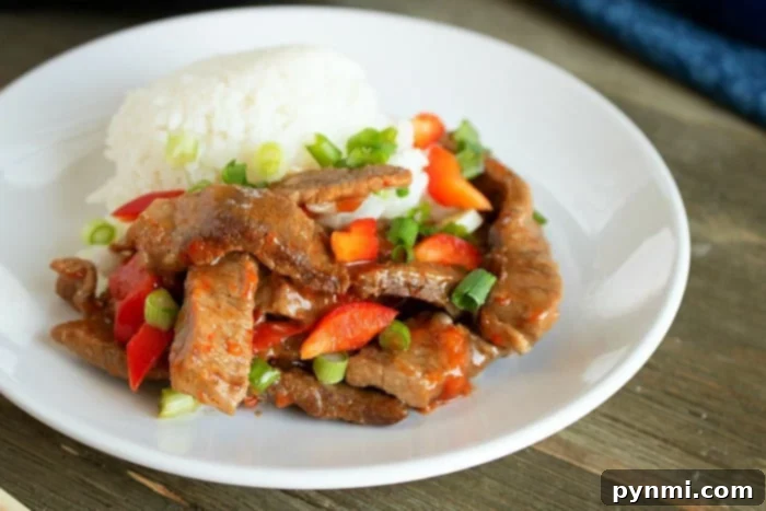 pressure cooker chinese pepper steak 2, quick family meal, tender meat, bell peppers