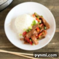 chinese pepper steak, recipe card image, pressure cooker meal