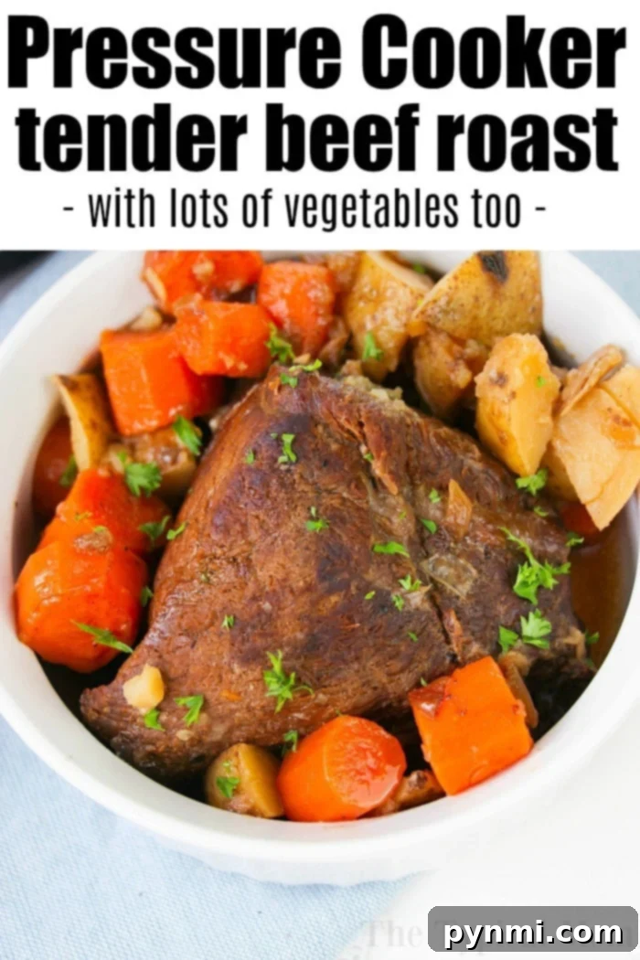 Succulent Ninja Foodi Roast Beef 9 Tender Beef Roast in an Instant Pot, surrounded by savory juices.