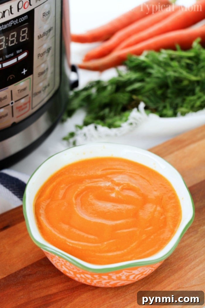 Vibrant Instant Pot carrot soup, a healthy and easy meal for any dinner