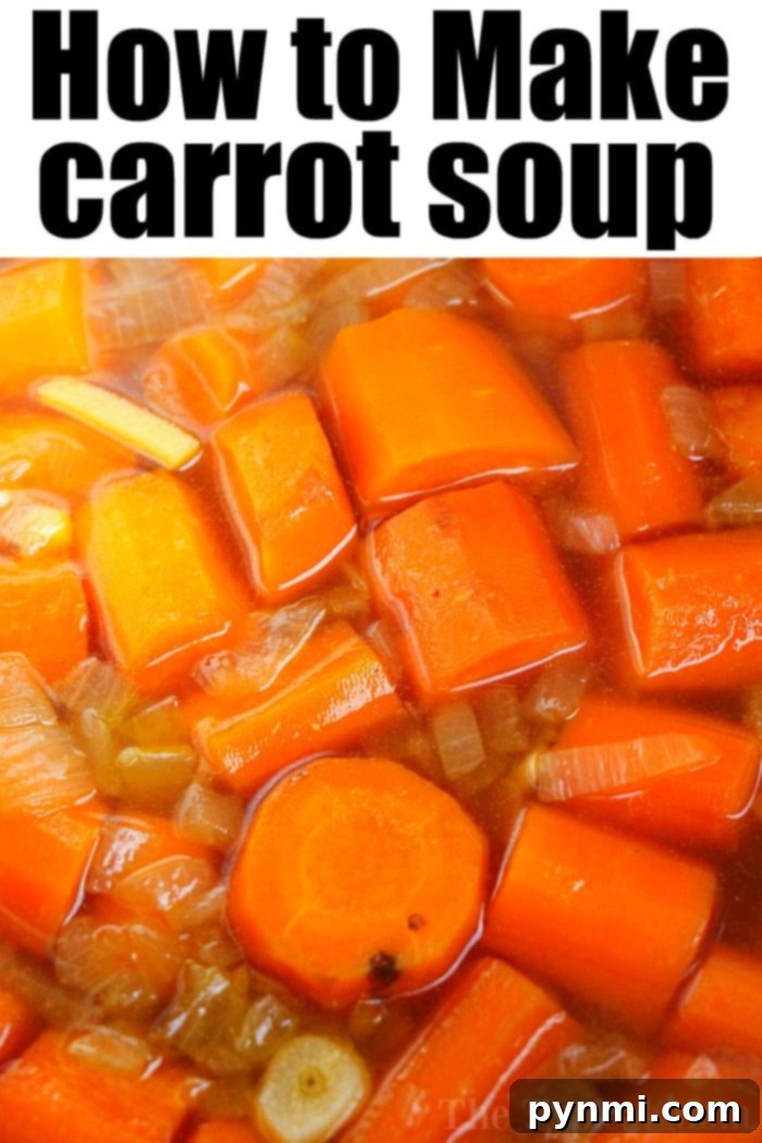 Delicious pressure cooker carrot soup ready to be pureed