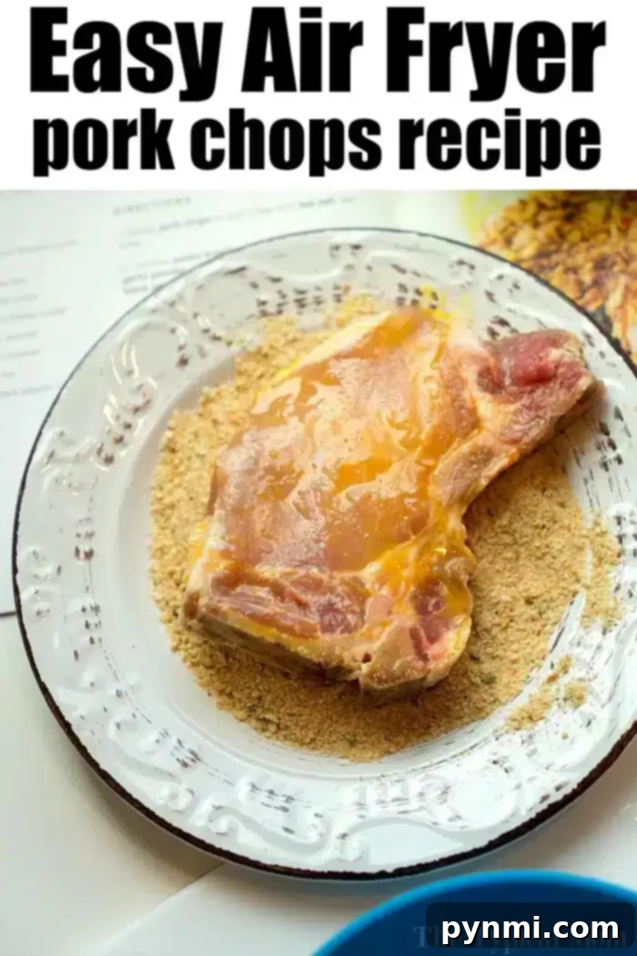 Enjoy easy air fryer pork chops. Perfect for a quick and delicious meal! #airfryer #porkchops #ninjafoodi Air fryer pork chops without breading, perfectly cooked