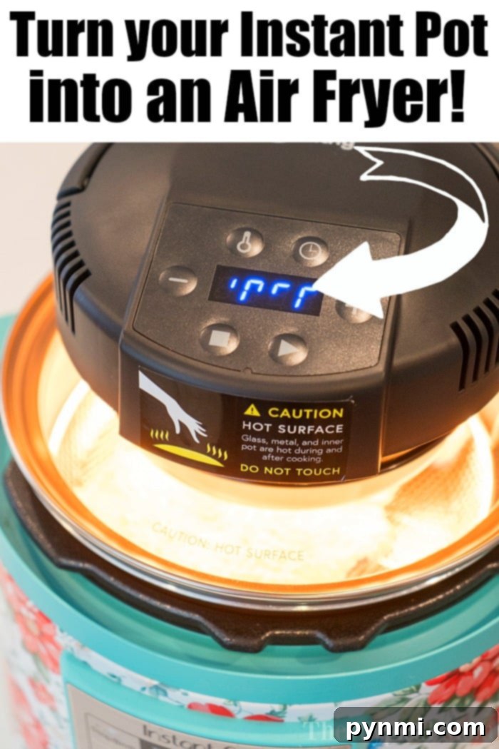 Instant Pot becomes an air fryer instantly with this!! #instantpot #airfryer #mealthy #crisplid #insantcrisp #lid #top Air fryer lid for Instant Pot in use