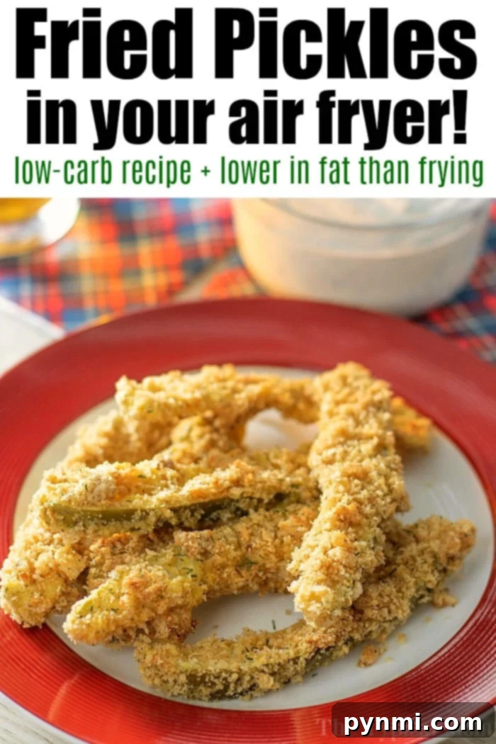 Air fryer fried pickles are the bomb! Paired with dill dip they're the best crunchy snack or appetizer you will ever try. These are truly addicting! #airfryer #airfryerrecipes #pickles #airfryerpickles #friedpickles #thetypicalmom air fryer fried pickles
