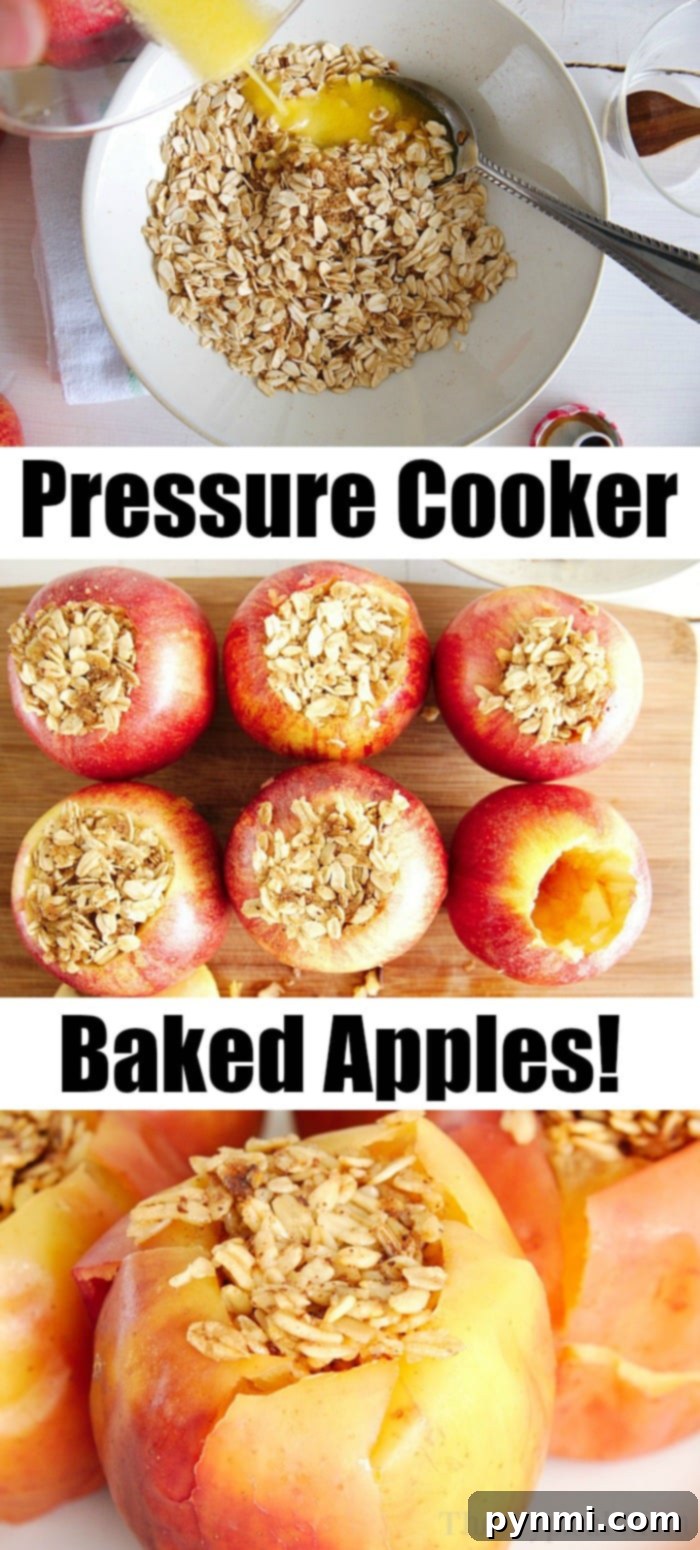 Instructions for coring and stuffing apples for pressure cooking, step-by-step