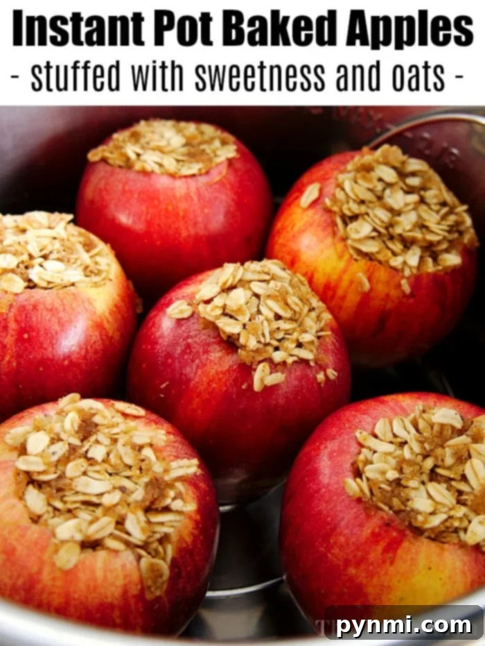 A collection of perfectly golden-brown Instant Pot baked apples, ready to be served, showcasing their delicious filling.