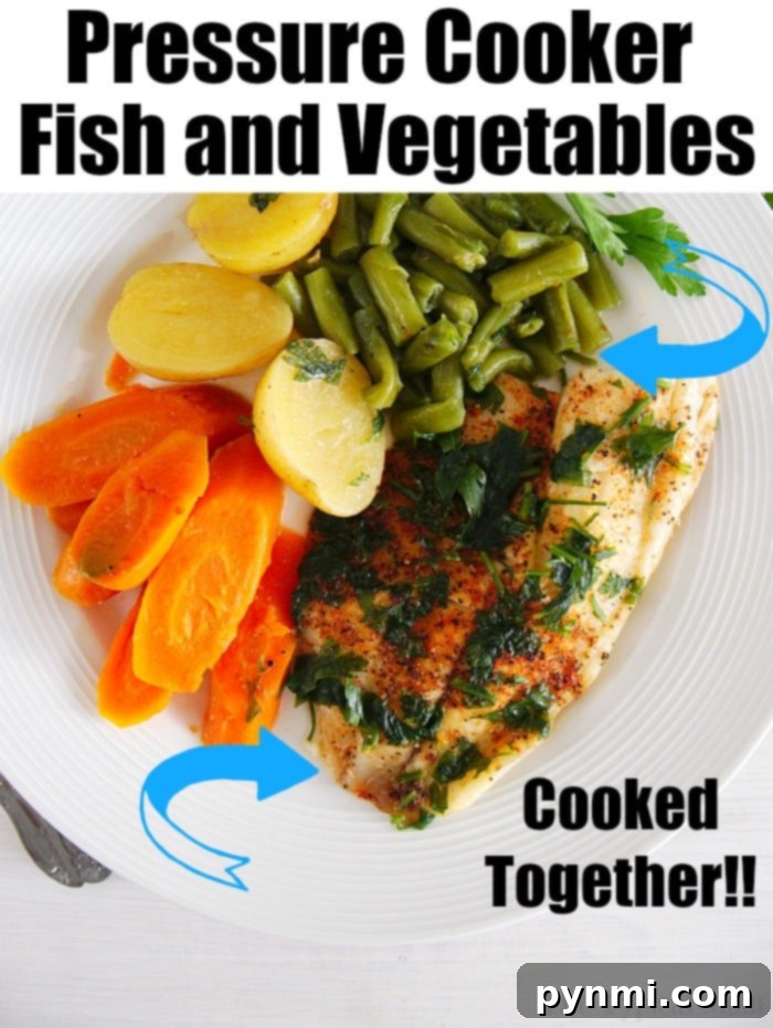 A delicious Instant Pot Tilapia and vegetables meal served on a plate.