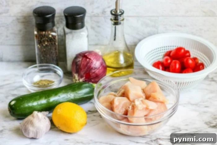 A plate of freshly cooked Air Fryer Chicken and Vegetable Kabobs, showcasing a healthy meal.