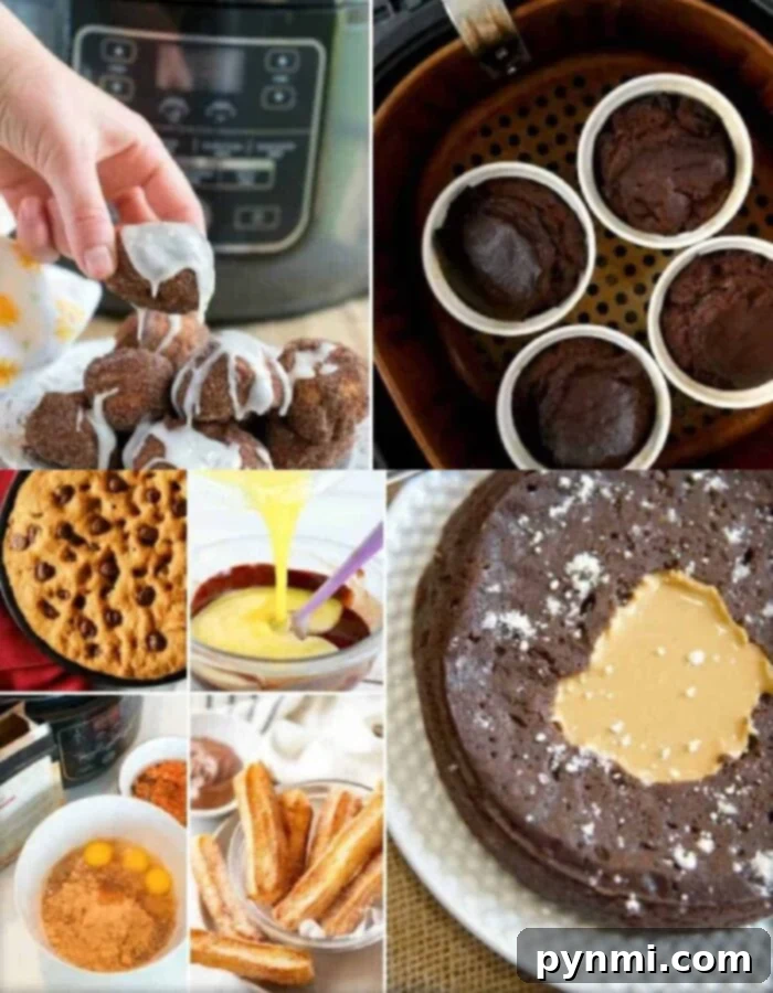air fryer desserts - various sweet treats cooked in an air fryer