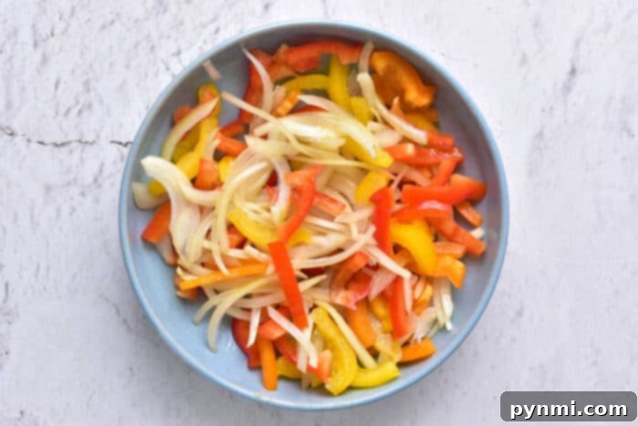Zesty Air Fryer Fajitas 3 bell peppers and onions air fryer