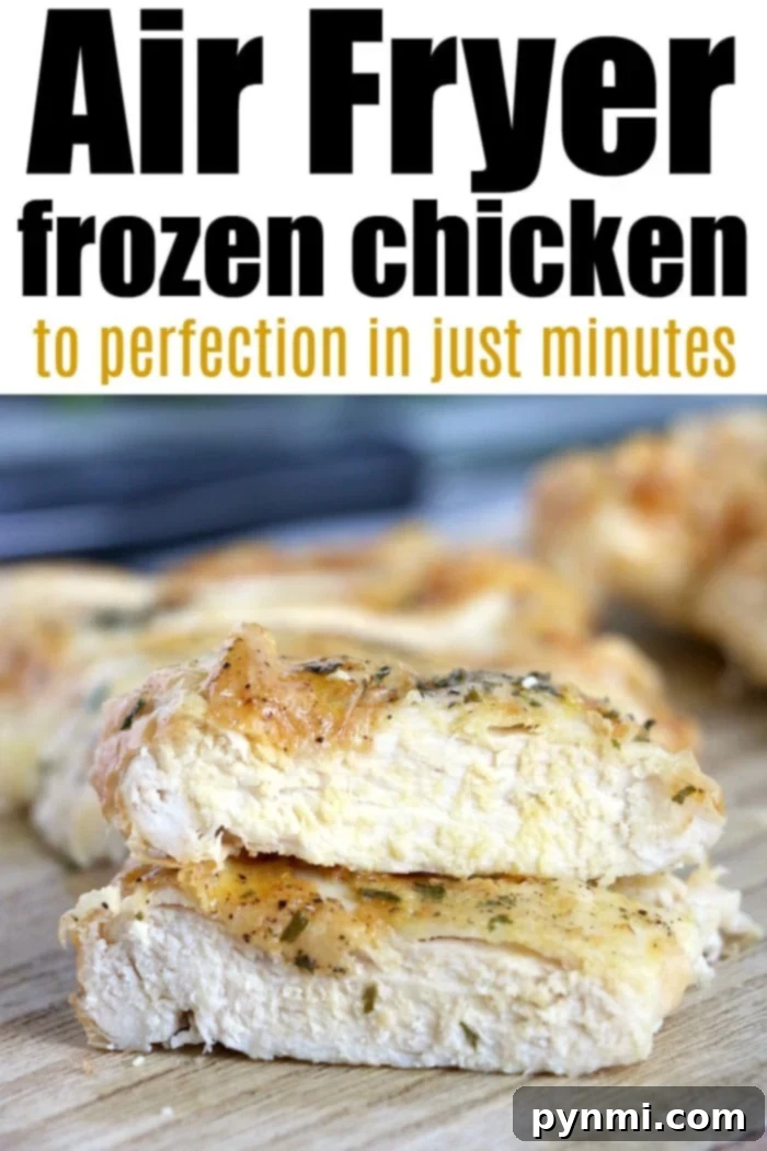 Frozen chicken breast in air fryer is so easy to make! Great hack if you forget to defrost your chicken but dinner is just minutes away. #airfryer #airfryerrecipes #ninjafoodi #frozenchicken #frozen #chicken #breast #tender frozen chicken in air fryer