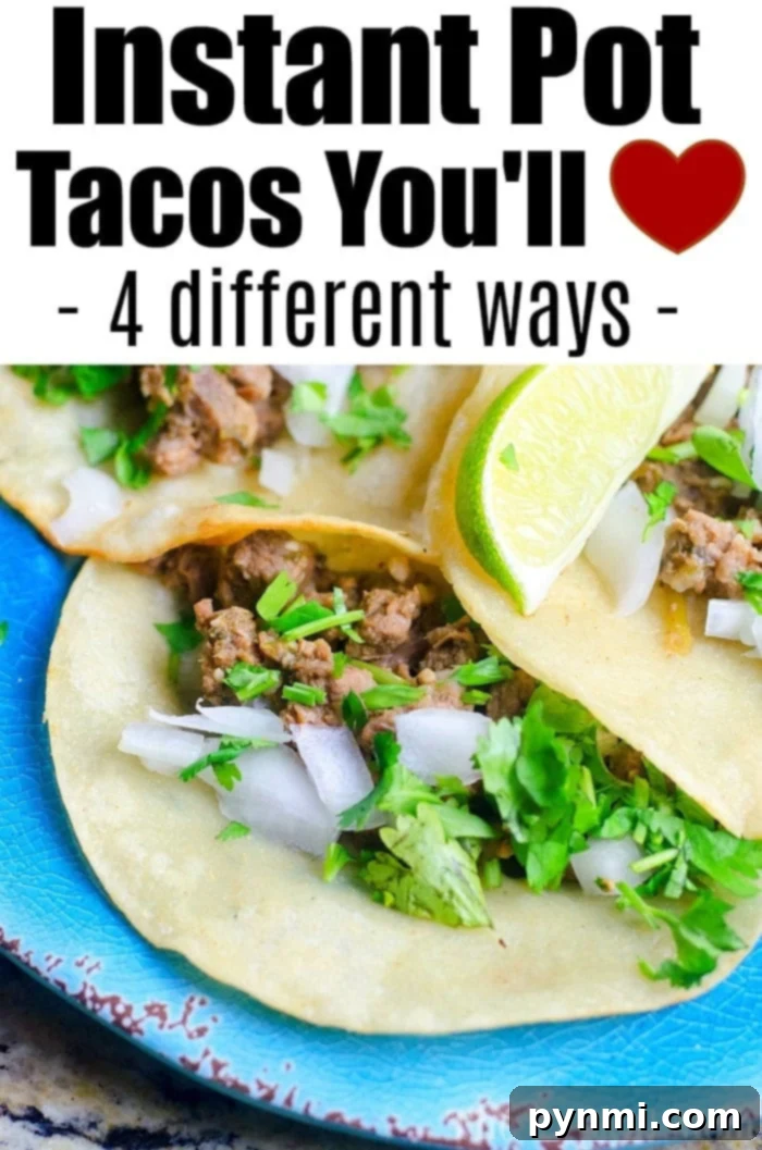 Healthy Instant Pot recipes. #instantpot #tacos #beef #chicken #healthy Instant Pot Tacos
