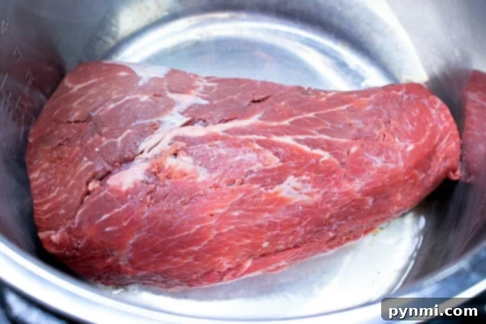 Effortless Autumn Delights 4 Instant Pot Roast Beef recipe, perfect for tender French Dip sandwiches or a hearty meal.