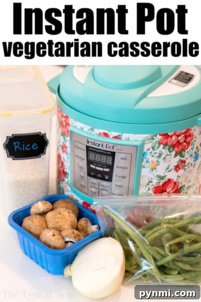 Instant Pot vegetarian side dish with mushrooms and green beans