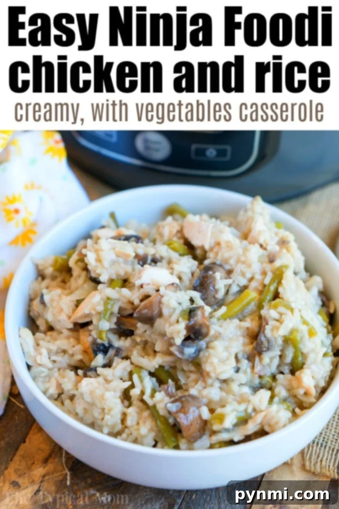 Ninja Foodi chicken and rice casserole, a comforting and easy meal prepared in a pressure cooker.