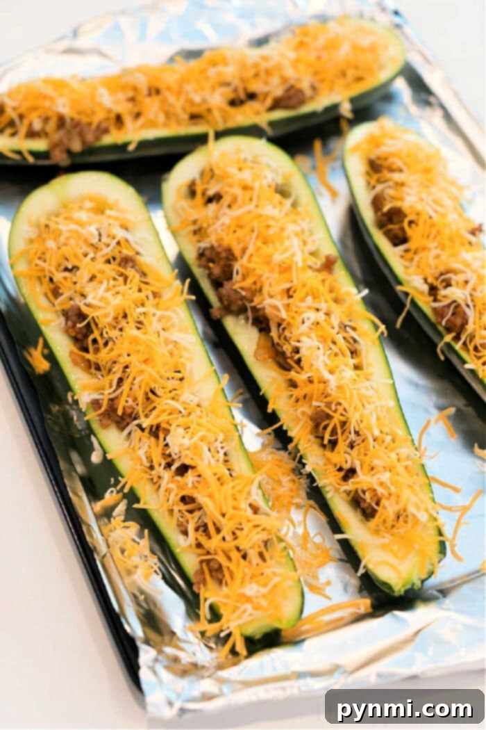 Loaded Zucchini Taco Boats 2 Roasted Zucchini Taco Boats, a healthy and flavorful meal