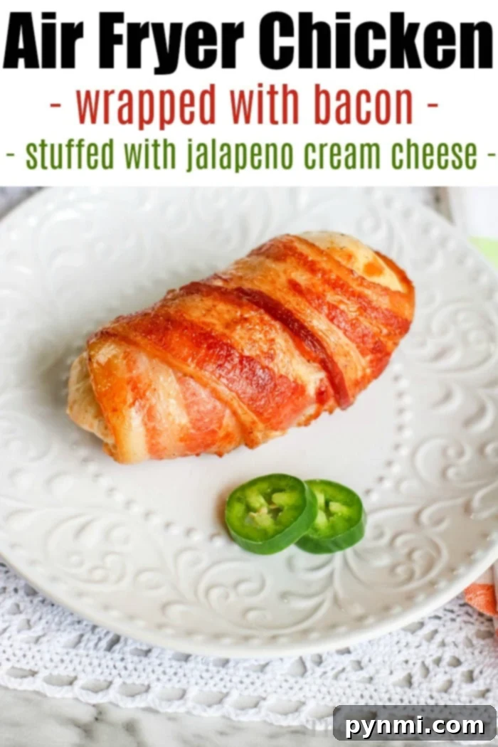 Best air fryer chicken breast recipes to choose from for your Ninja Foodi or other brand! Using fresh or frozen chicken, it's easy to make dinner now! Air Fryer Stuffed Chicken Breast with a creamy filling, wrapped in crispy bacon.
