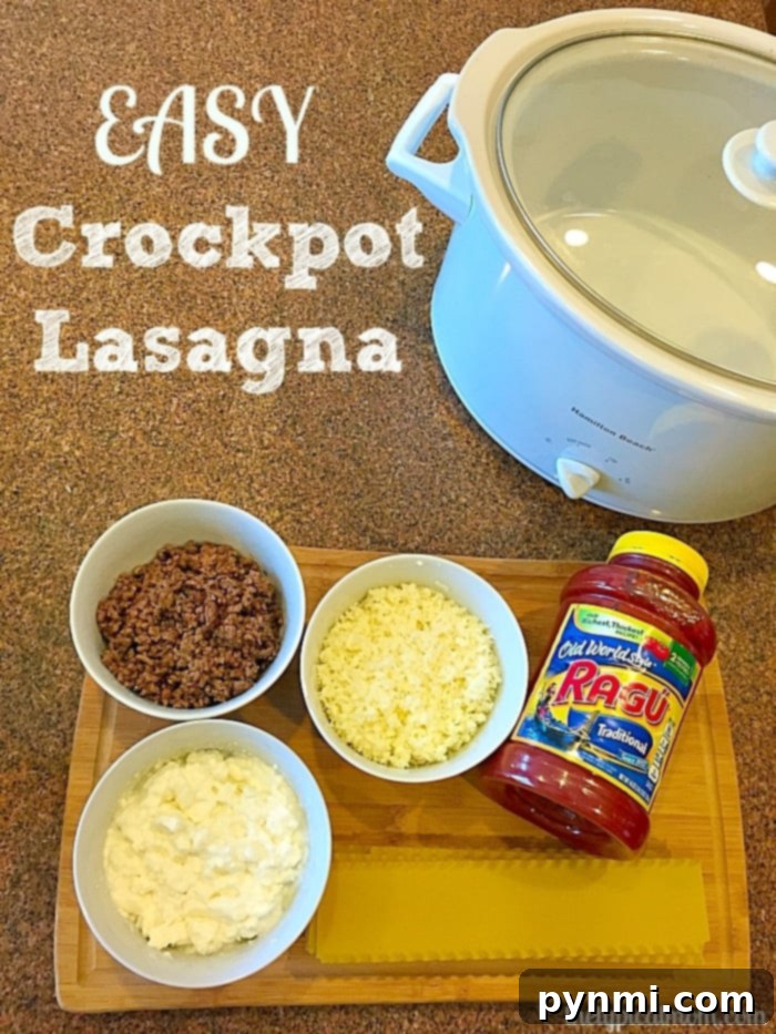 Feast for Less: Simple Slow Cooker Dishes 6 Easy crockpot lasagna with melted cheese and rich tomato sauce.
