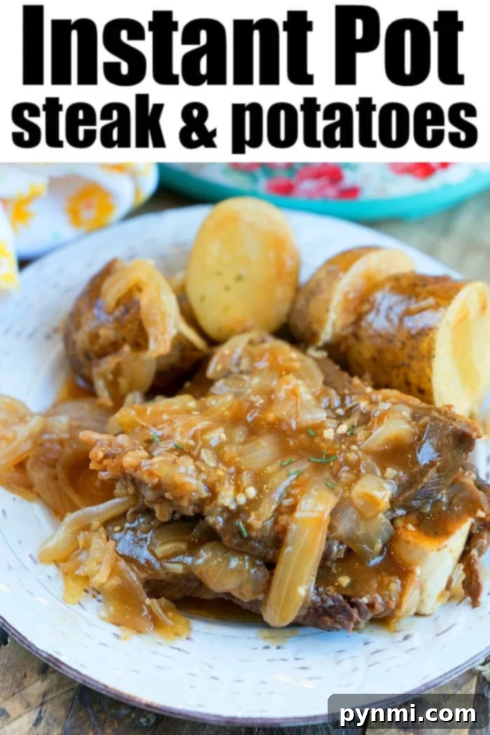 Sizzling Steak Creations 5 Perfectly cooked Instant Pot steak with tender potatoes, all prepared simultaneously for an incredibly easy and complete dinner. Features succulent sirloin and beautifully cooked vegetables.