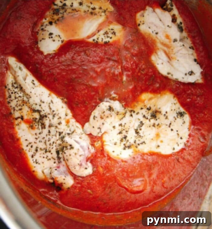 Instant Pot Chicken Parmesan Perfection 2 Instant Pot Chicken Parmesan Frozen - Tender chicken breast in tomato sauce with melted mozzarella