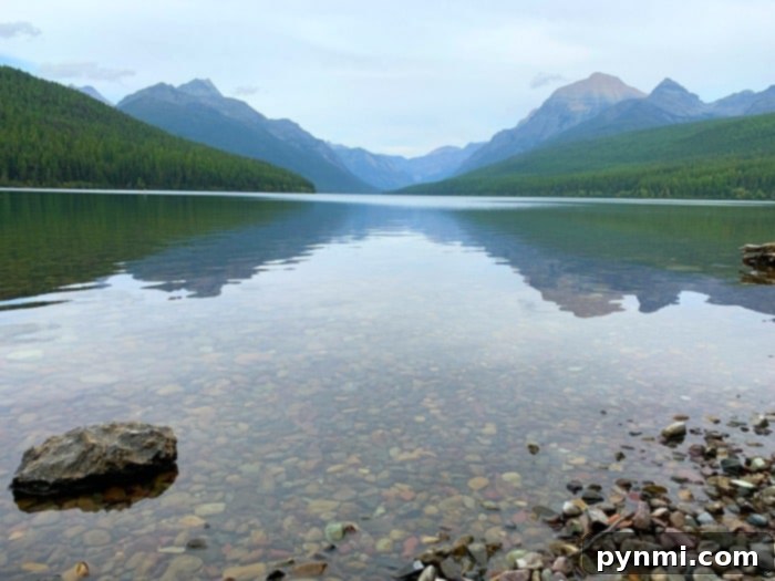 Another view of Bowman Lake Glacier National Park, showcasing its tranquil beauty