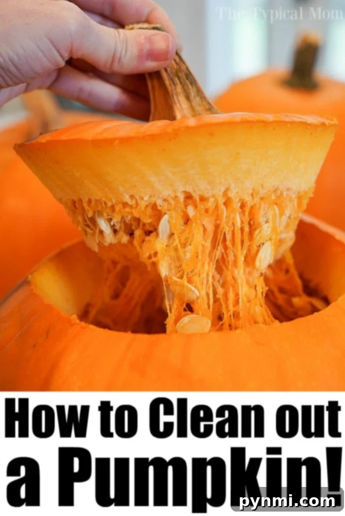 cleaning a pumpkin