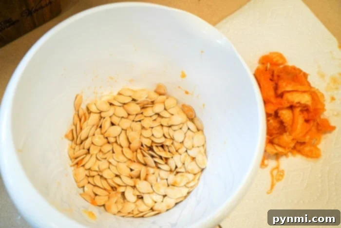 cleaning pumpkin seeds