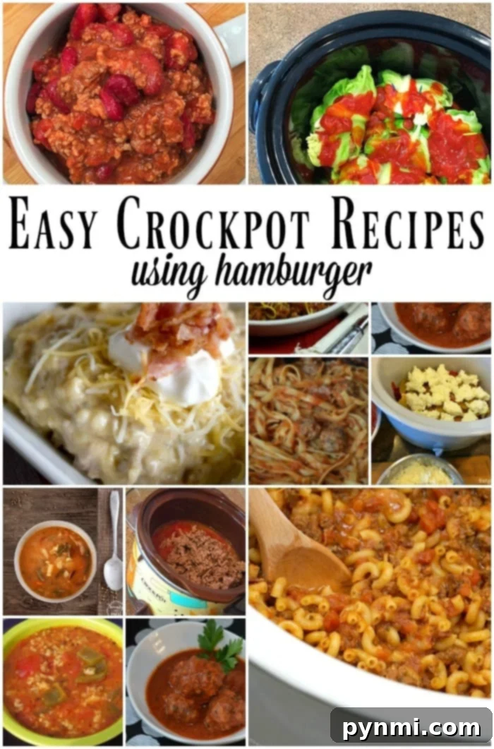 An appetizing spread of various Crockpot hamburger recipes, showcasing hearty and easy family meals.