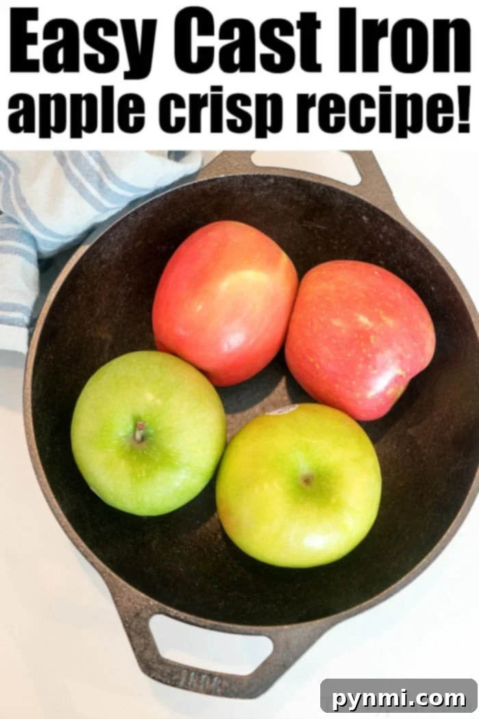 Skillet-Baked Apple Crisp with Toasted Oats 3 cast iron apple crisp
